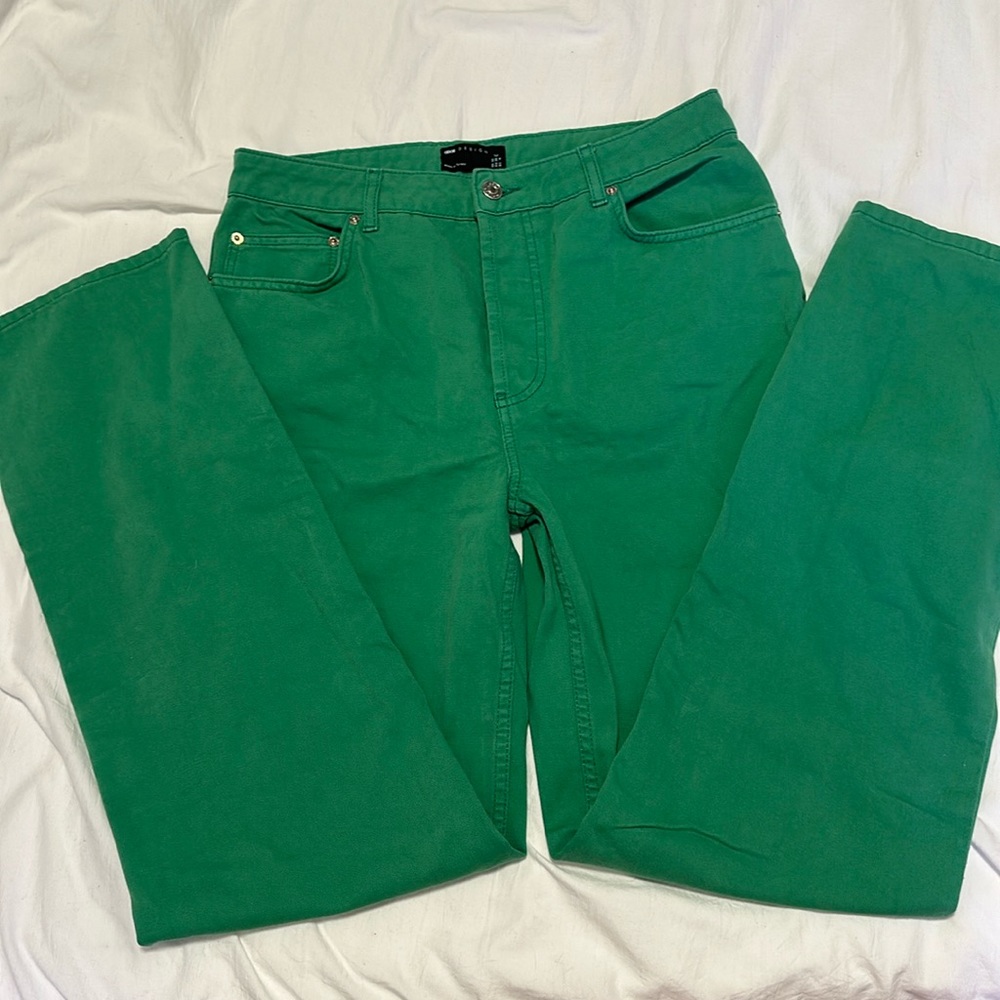 3/$30 ASOS high waisted straight leg green jeans size 6 tall